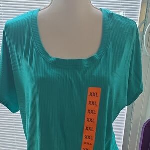 Felina Green Ribbed Short Sleeve T-Shirt